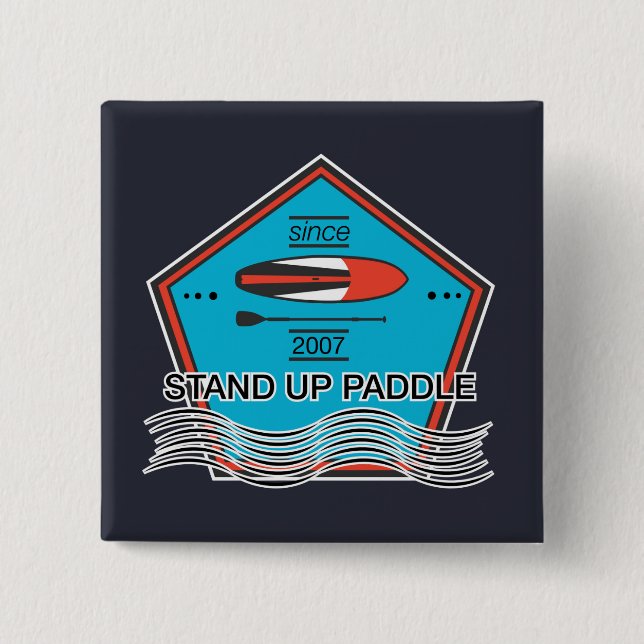 Stand Up Paddle Poster 2 Inch Square Button (Front)