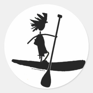 Stand Up Paddle Silhouette Design Classic Round Sticker