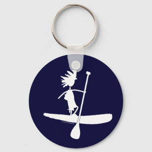 Stand Up Paddle Silhouette Design Keychain
