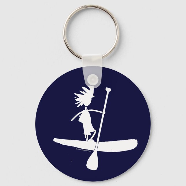Stand Up Paddle Silhouette Design Keychain (Front)