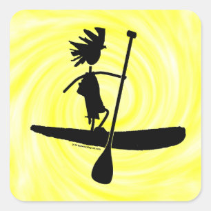 Stand Up Paddle Silhouette Design Square Sticker