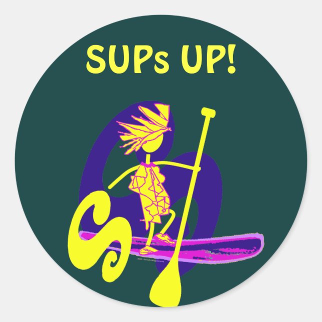 Stand Up Paddle Surf Design Classic Round Sticker (Front)