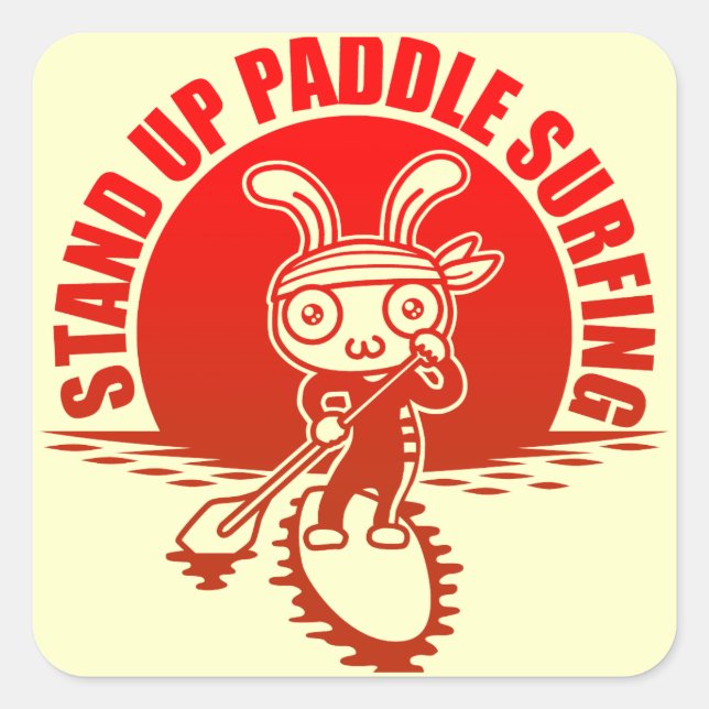 Stand up paddle surfing square sticker (Front)