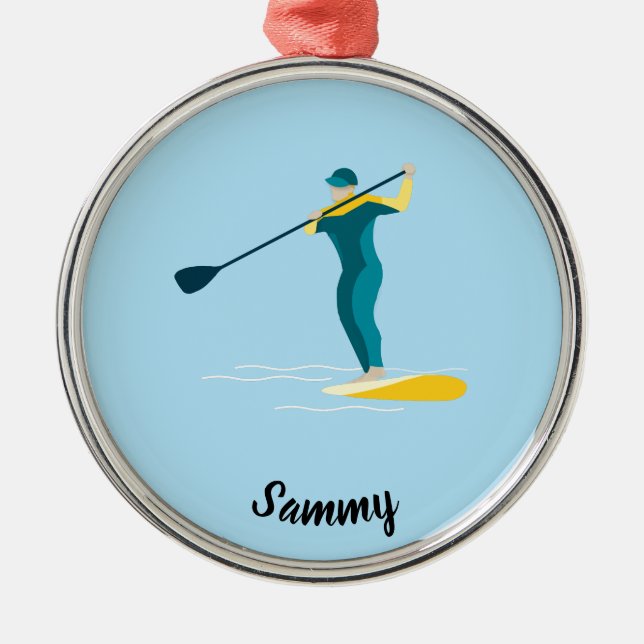 Stand Up Paddleboarding Metal Ornament (Front)