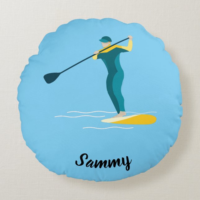 Stand Up Paddleboarding Round Pillow (Front)