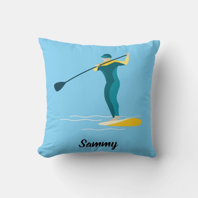 Stand Up Paddleboarding Throw Pillow (Front)