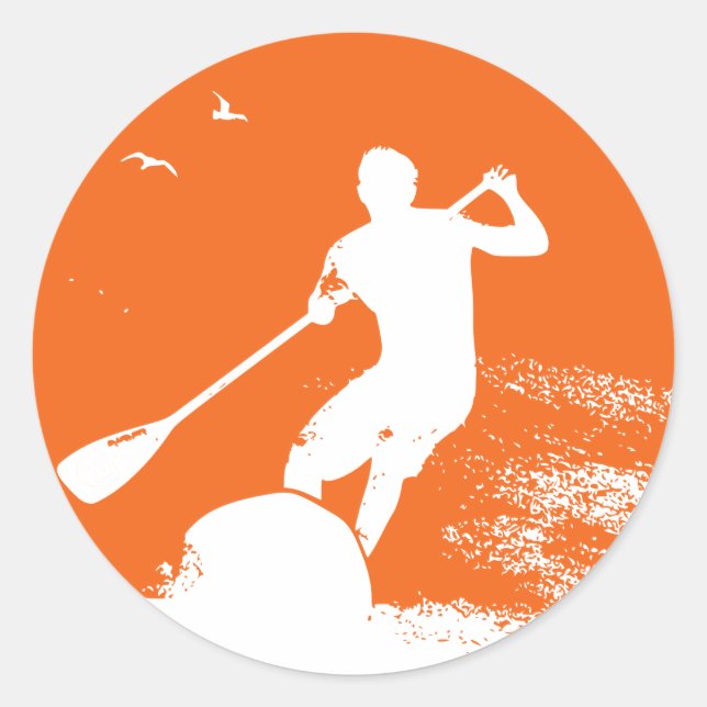 Stand Up Paddling Surfer Classic Round Sticker (Front)