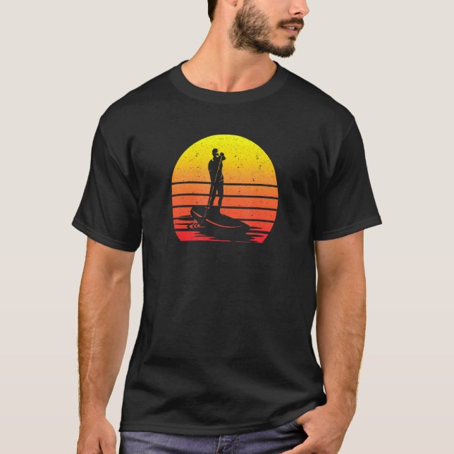 Stand Uppaddlingvintage Sunset Sup Retro Silhouett T-Shirt (Front)