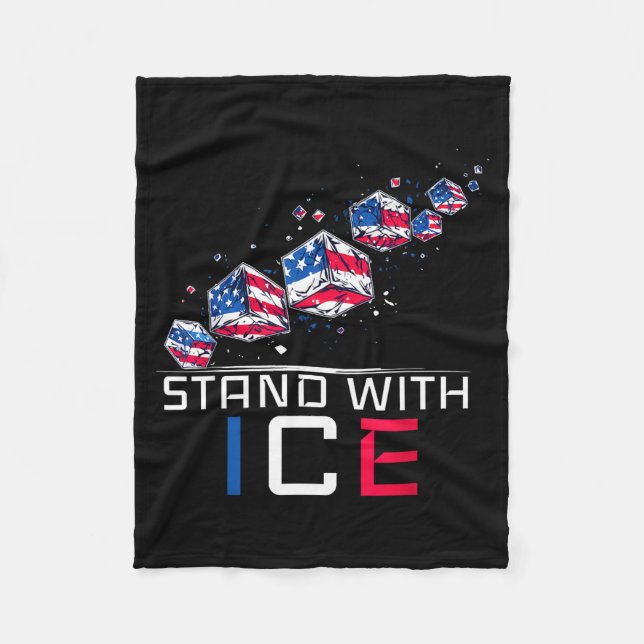 Stand with ice deportation funny support fleece blanket (Front)