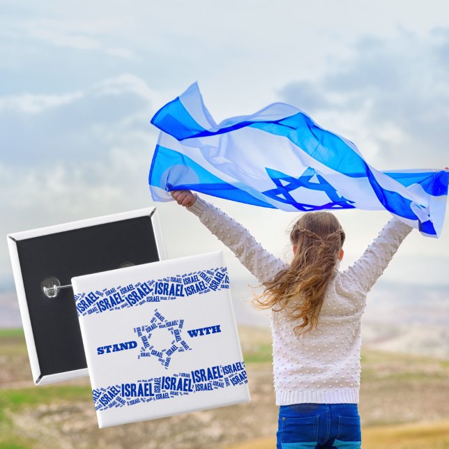 Stand with Israel Star of David Flag 2 Inch Square Button (Creator Uploaded)