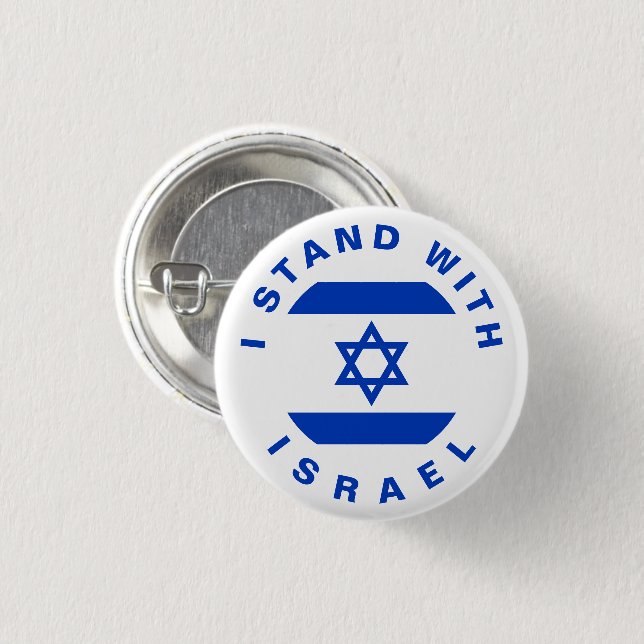 Stand with Israel white blue custom text and flag 1 Inch Round Button (Front & Back)