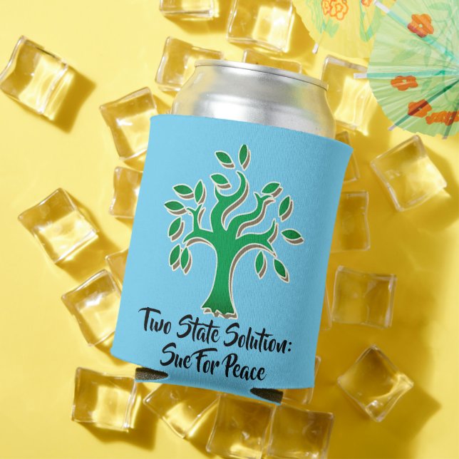 Stand With Palestine, Flag and Olive Tree Can Cooler (In Situ Summer)