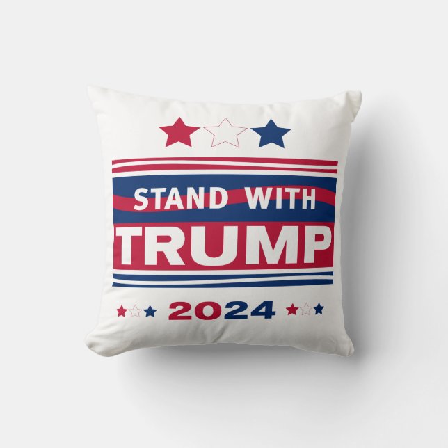 Stand with Trump~2024~MAGA Throw Pillow (Front)