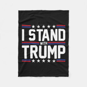 Stand With Trump American Flag Usa Trump Supporter Fleece Blanket