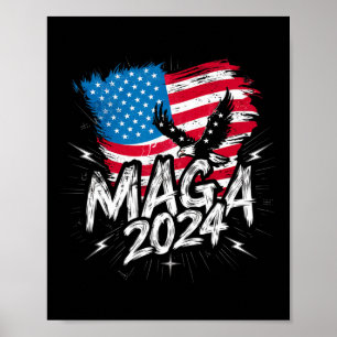 Stand With Trump Maga 2024 Patriotic Flag Tee Vote Poster