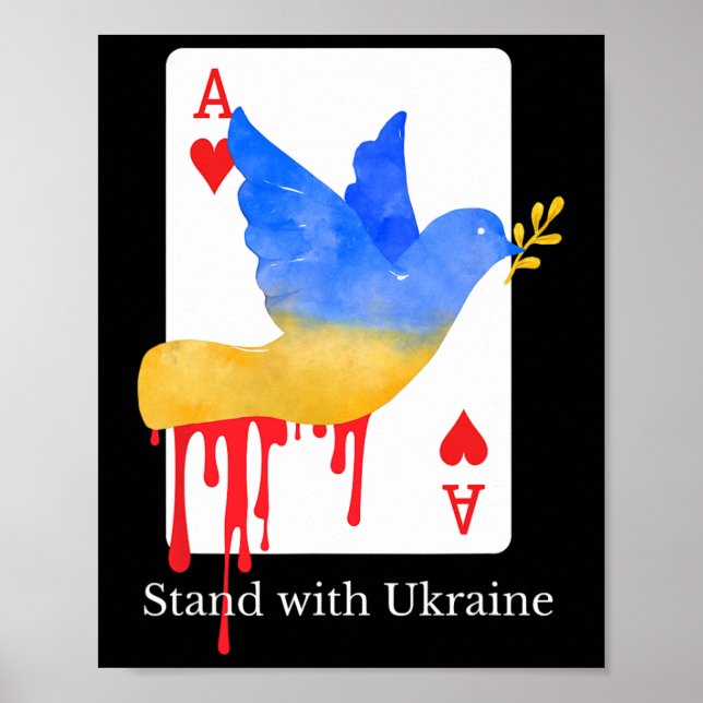 Stand With Ukraine Ace Of War Support Tee  Poster (Front)