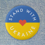 Stand with Ukraine Anti War Protest Ukrainian Flag 1 Inch Round Button<br><div class="desc">"Stand with Ukraine" collection to show solidarity and support anti war protests against the war in Ukraine. The design features a simple red heart over a Ukrainian Flag background in national colours of blue and yellow. I will donate 100% of my commission earned on this product range to support the...</div>
