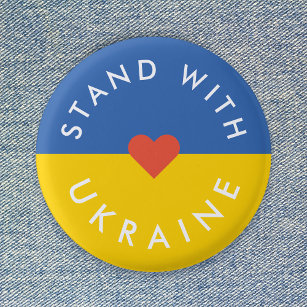 Stand with Ukraine Anti War Protest Ukrainian Flag 1 Inch Round Button