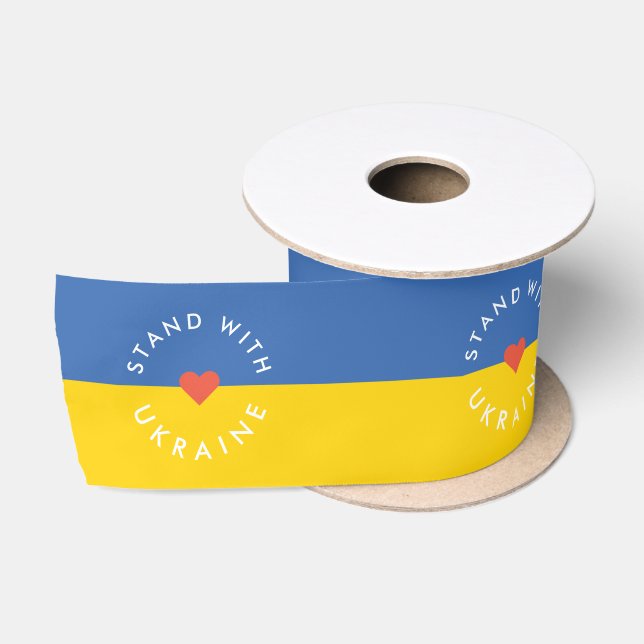 Stand with Ukraine Anti War Protest Ukrainian Satin Ribbon (Spool)