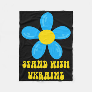 Stand With Ukraine Blue And Yellow Flower Solidari Fleece Blanket