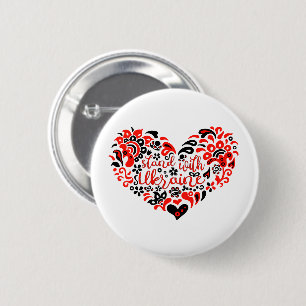 Stand with Ukraine lettering and heart 2 Inch Round Button
