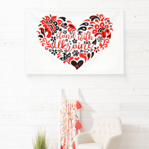 Stand with Ukraine lettering and heart Banner
