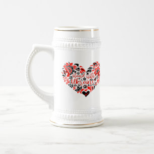 Stand with Ukraine lettering and heart Beer Stein