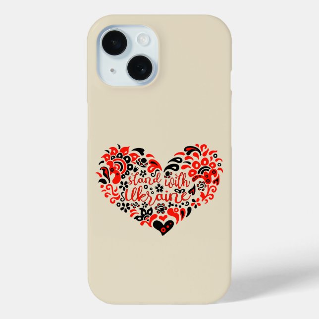 Stand with Ukraine lettering and heart Case-Mate iPhone Case (Back)