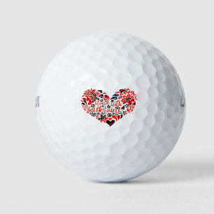 Stand with Ukraine lettering and heart Golf Balls
