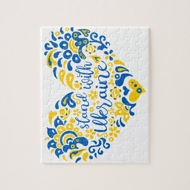 Stand with Ukraine lettering and heart Jigsaw Puzzle (Vertical)
