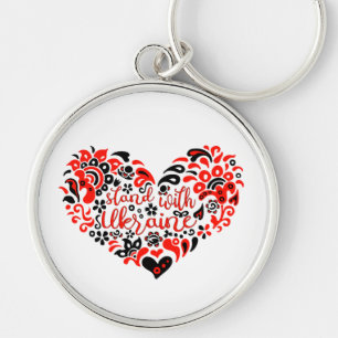 Stand with Ukraine lettering and heart Keychain