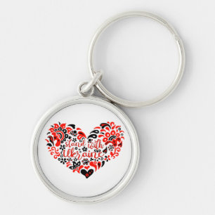 Stand with Ukraine lettering and heart Keychain