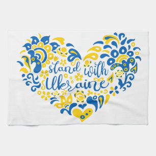 Stand with Ukraine lettering and heart Kitchen Towel