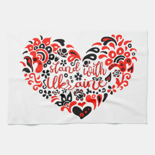 Stand with Ukraine lettering and heart Kitchen Towel