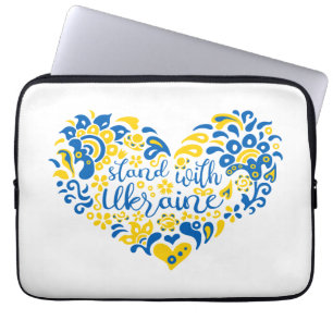 Stand with Ukraine lettering and heart  Laptop Sleeve