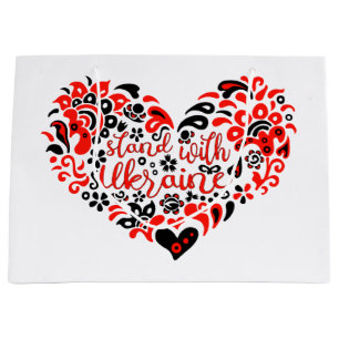 Stand with Ukraine lettering and heart Large Gift Bag