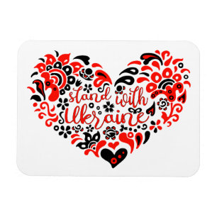 Stand with Ukraine lettering and heart Magnet