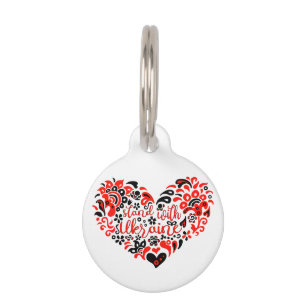 Stand with Ukraine lettering and heart Pet Tag