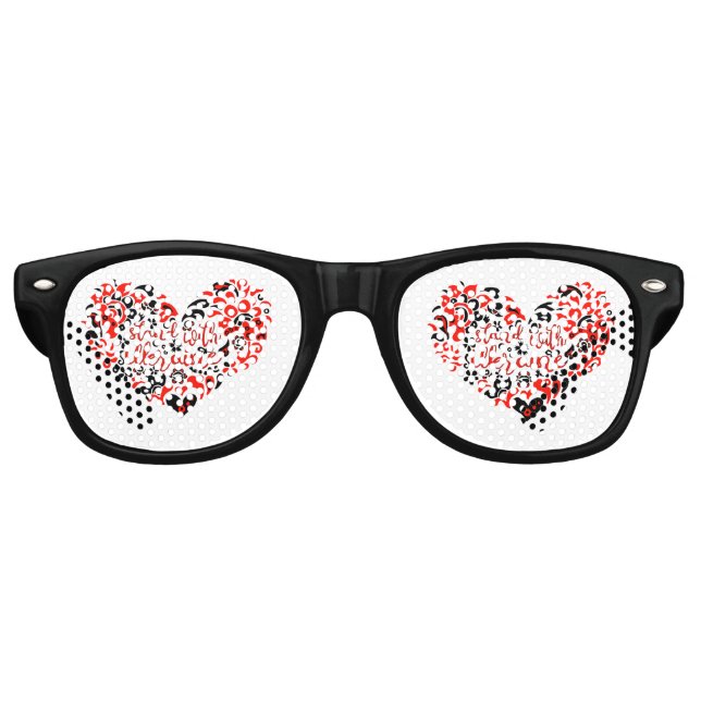 Stand with Ukraine lettering and heart Retro Sunglasses (Front)