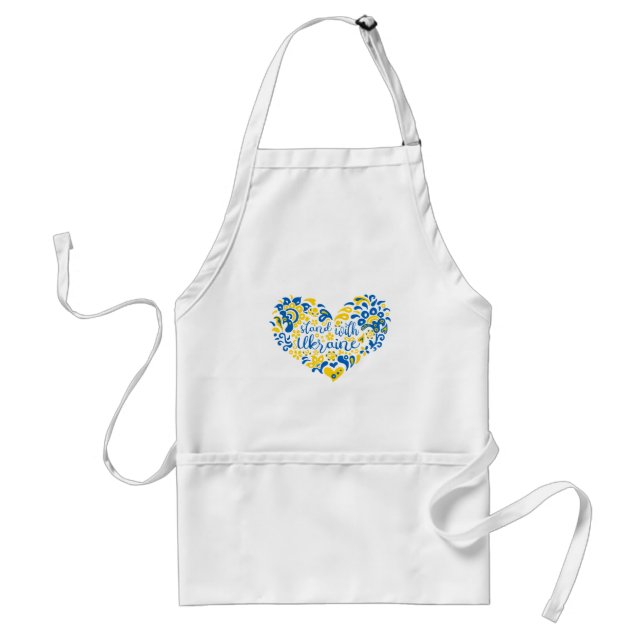 Stand with Ukraine lettering and heart Standard Apron (Front)