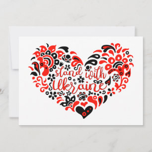 Stand with Ukraine lettering and heart Thank You Card
