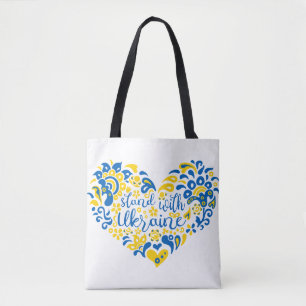 Stand with Ukraine lettering and heart  Tote Bag
