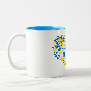 Stand with Ukraine lettering and heart Two-Tone Coffee Mug