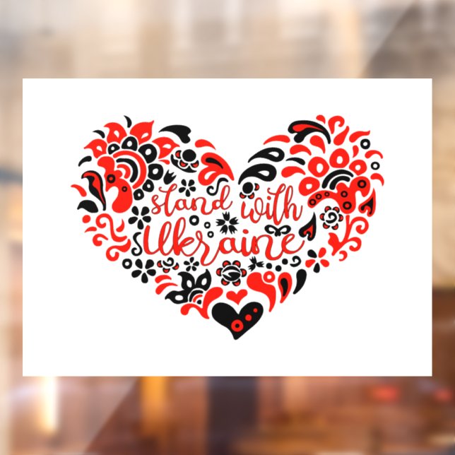 Stand with Ukraine lettering and heart Window Cling (Sheet 2)