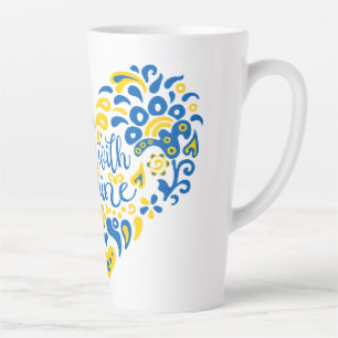 Stand with Ukraine letting and heart Latte Mug