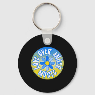 Stand With Ukraine Love Over Anger Music 3  Keychain