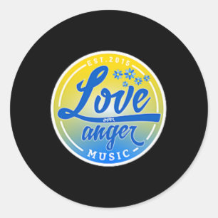 Stand With Ukraine Love Over Anger Music  Classic Round Sticker