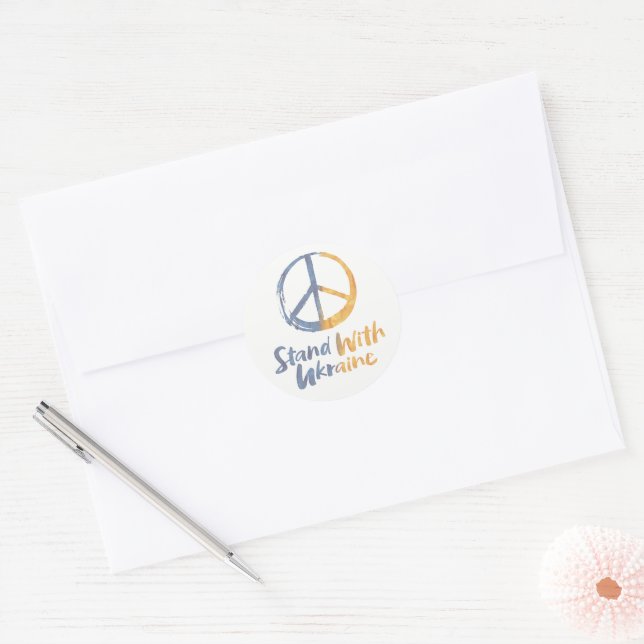 Stand With Ukraine - PEACE Symbol Sign Freedom     Classic Round Sticker (Envelope)