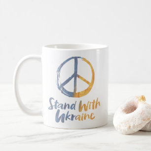 Stand With Ukraine - PEACE Symbol Sign Freedom     Coffee Mug