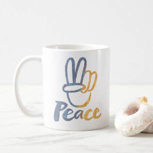 Stand With Ukraine - PEACE Symbol V-Sign Freedom   Coffee Mug
